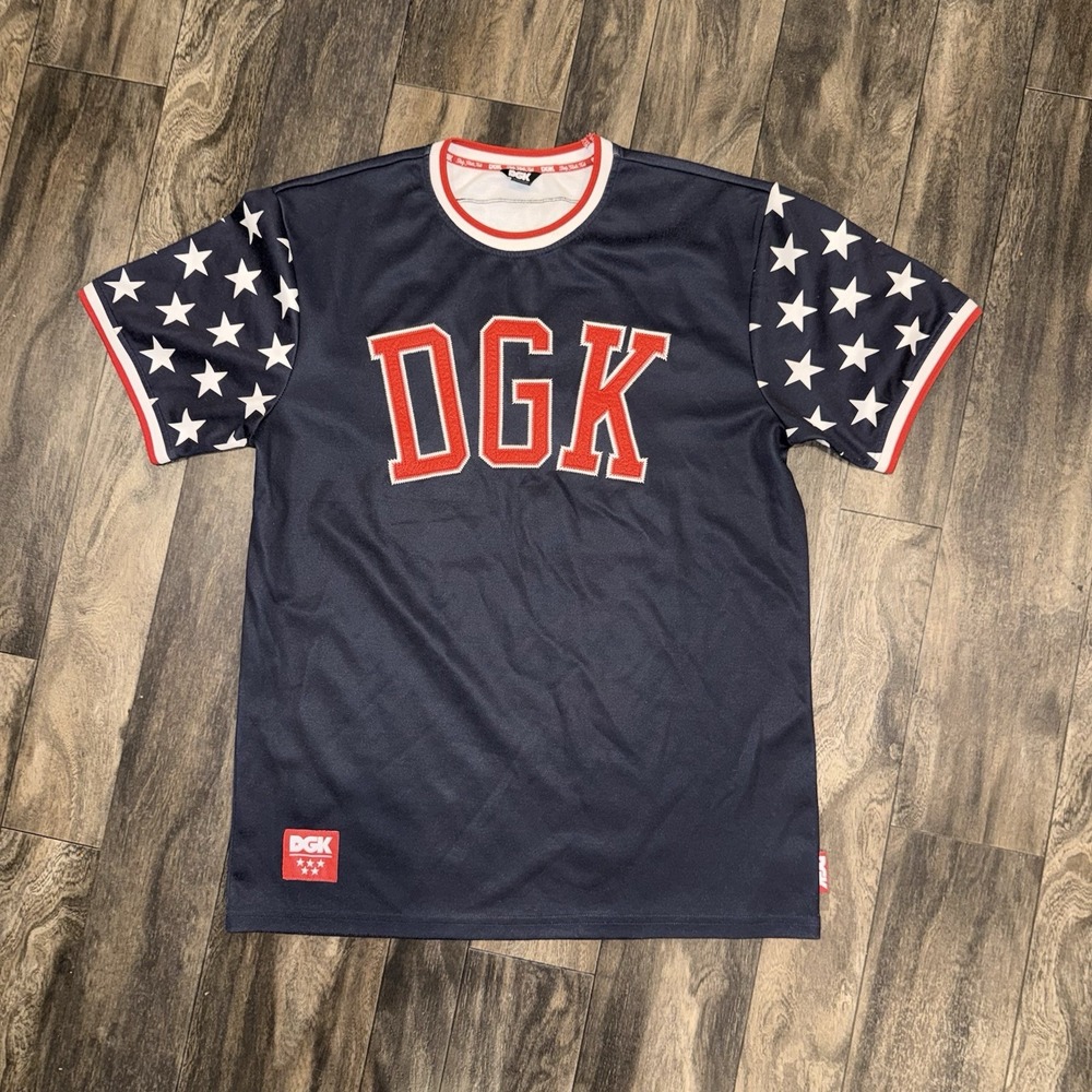 DGK (Dirty Ghetto Kids) American Jersey T-Shirt Men's Size X-Large Navy Blue